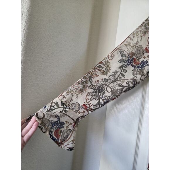 Fraiche By J Romantic Boho Neutral Floral Fall Hippie Maxi Dress, Size Large - Picture 4 of 13